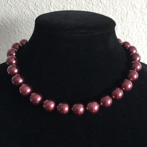 Charter Club Plum Faux Pearl Necklace (V80)